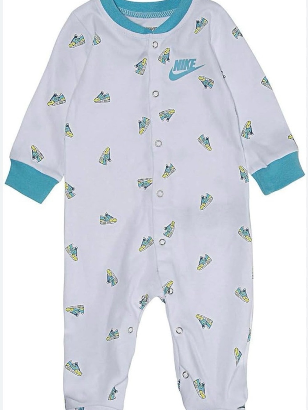 Nike Newborn Infant Footed Blue Green Shoes Sleeper